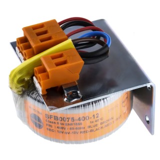 Nuvotem Talema Toroidal Transformer 400 V ac ±12 V ac 1 Output 75 VA, EN60742 Class II, EN60065 Class II SFB0075-400-12