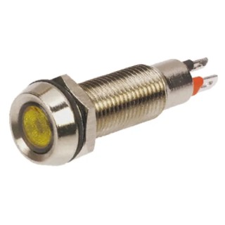 Marl Panel Mount LED Indicator Yellow, 8.1 mm Mount Hole, 24V DC, 440mcd Luminous Intensity, IP67 Rated 508-521-22