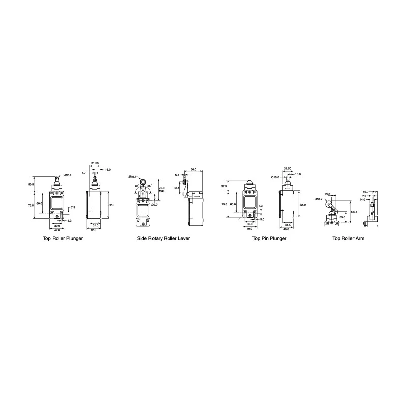 Honeywell Technologies GLA Series Roller Lever Limit Switch, DPDT, IP67, Die Cast Zinc Housing, 600V AC, 6A GLAB20A1B