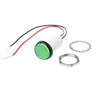Dialight Green LED Panel Mount Indicator 557 Series, 17.5 mm Mount Hole, Lead Wire Termination, 24V DC 557-1605-203F