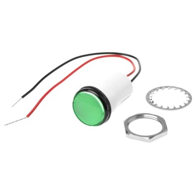 Dialight Green LED Panel Mount Indicator 557 Series, 17.5 mm Mount Hole, Lead Wire Termination, 24V DC 557-1605-203F