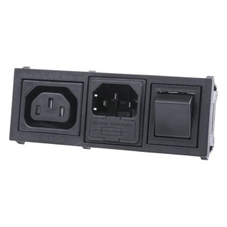Bulgin IEC Connector C13, C14 Straight Snap-in Fused Female, 250V, 10A, Fuse Size 5 x 20 mm BZH11/Z0000/10