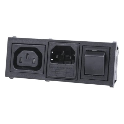 Bulgin IEC Connector C13, C14 Straight Snap-in Fused Female, 250V, 10A, Fuse Size 5 x 20 mm BZH11/Z0000/10