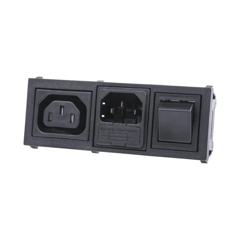 Bulgin IEC Connector C13, C14 Straight Snap-in Fused Female, 250V, 10A, Fuse Size 5 x 20 mm BZH11/Z0000/10