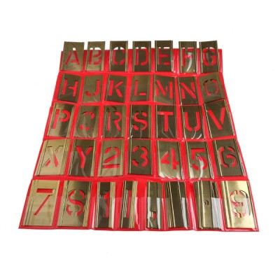 AT Brown Brass Stencil Letters & Numbers Set 105 Pieces, 51 mm Character Height 150761