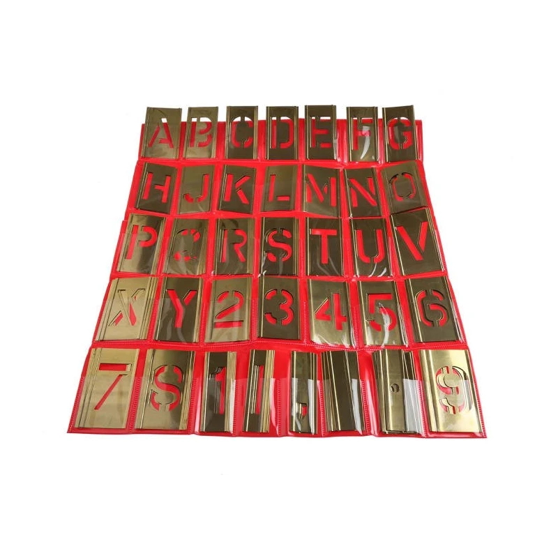 AT Brown Brass Stencil Letters & Numbers Set 105 Pieces, 51 mm Character Height 150761