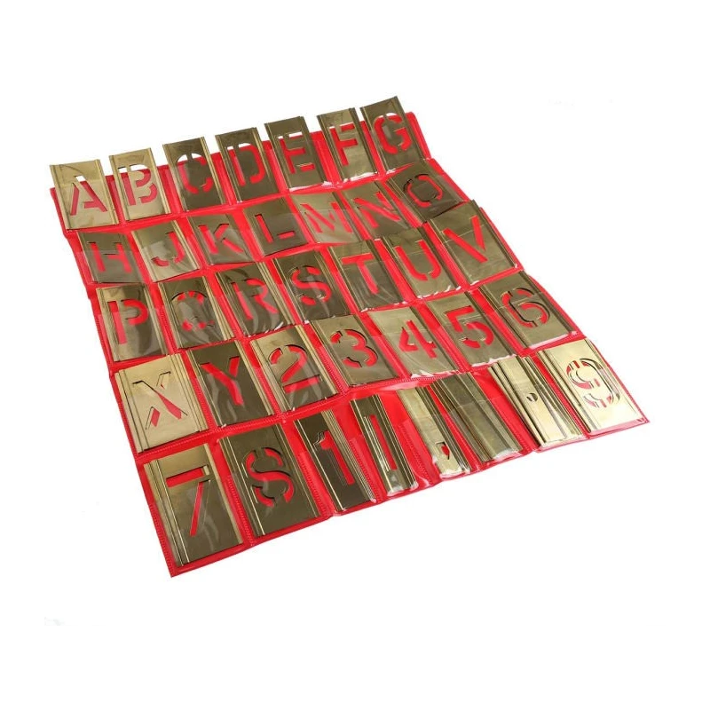 AT Brown Brass Stencil Letters & Numbers Set 105 Pieces, 51 mm Character Height 150761
