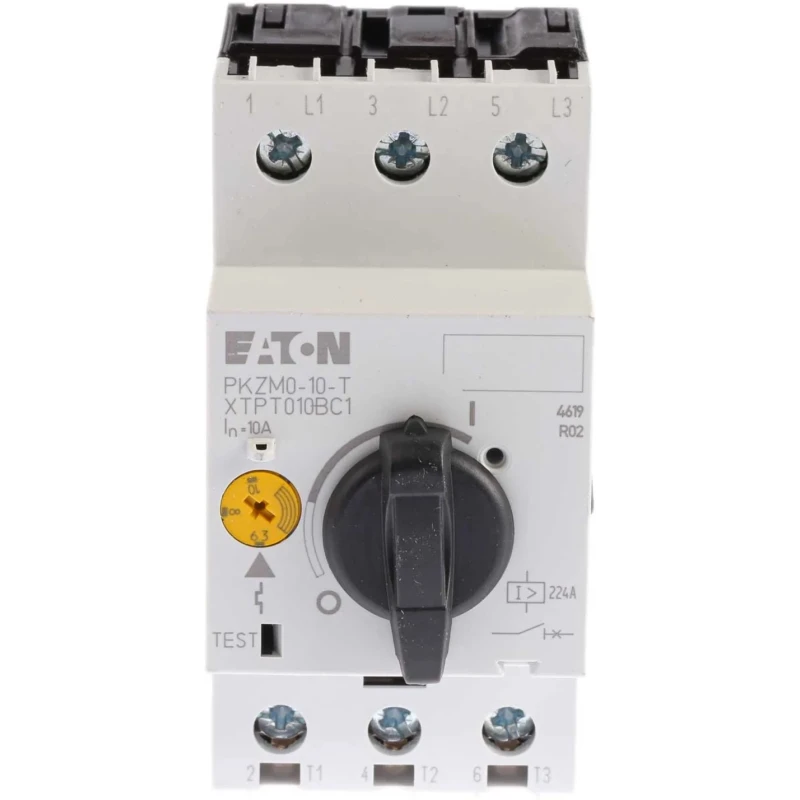 Eaton Motor Protection Circuit Breaker PKZM 0, 10A and 6.3A Current Rating, 690V AC, 3 Poles, IP00/IP20 088916 PKZM0-10-T