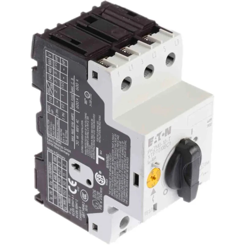 Eaton Motor Protection Circuit Breaker PKZM 0, 10A and 6.3A Current Rating, 690V AC, 3 Poles, IP00/IP20 088916 PKZM0-10-T