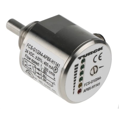 Turck Compact Flow Controller, 300cm³/s Maximum Flow Rate, PNP Output, 0.5 in Pipe Diameter, 26V FCS-G1/2A4-AP8X-H1141