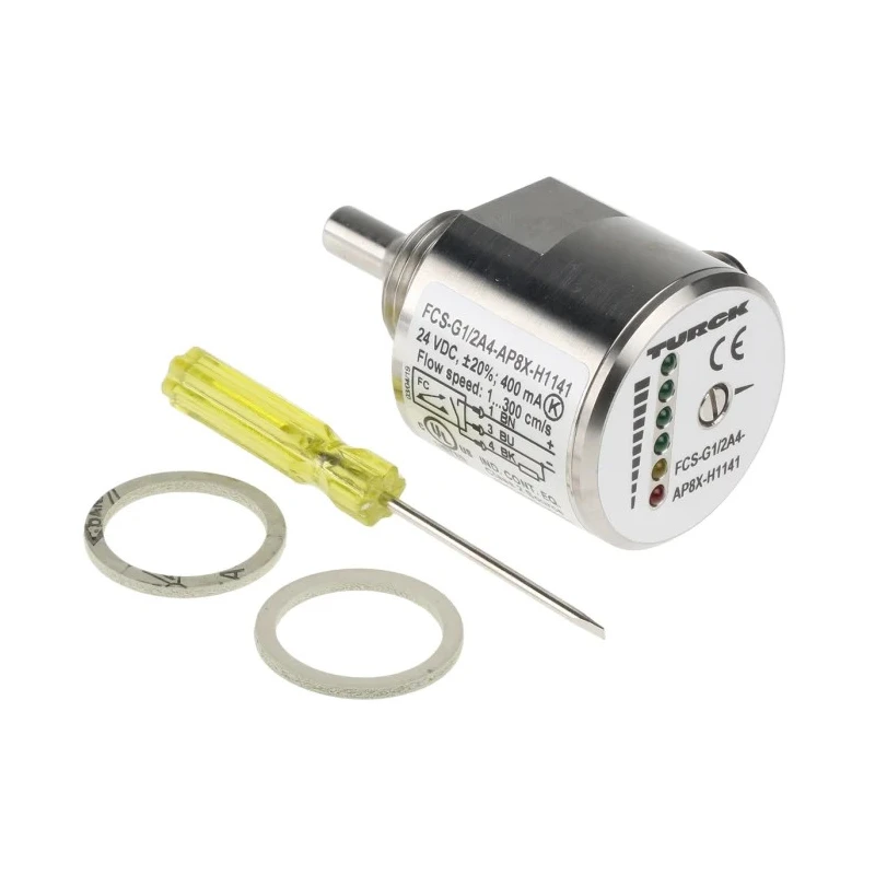 Turck Compact Flow Controller, 300cm³/s Maximum Flow Rate, PNP Output, 0.5 in Pipe Diameter, 26V FCS-G1/2A4-AP8X-H1141