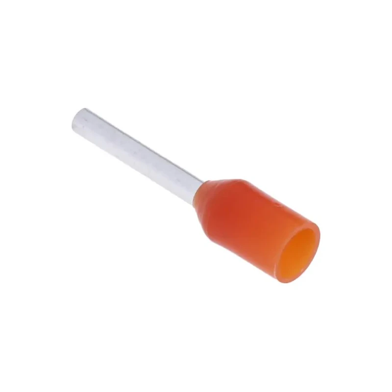RS PRO Insulated Crimp Bootlace Ferrule 8 mm Pin Length 1.3 mm Pin Diameter Orange 20 AWG Wire Size 458-746