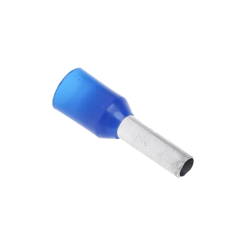 RS PRO Insulated Crimp Bootlace Ferrule with 8 mm Pin Length, 2.5 mm Pin Diameter, Blue Nylon Insulation, 14 AWG 458-780