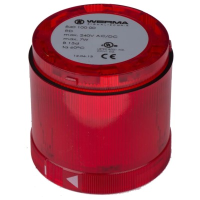Werma 840 Series Red Steady Effect Beacon Unit Filament Bulb 240V AC/DC IP54 