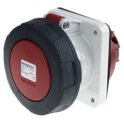 MENNEKES Industrial Power Connector 63A 400V IP67 Red Panel Mount SoftCONTACT 