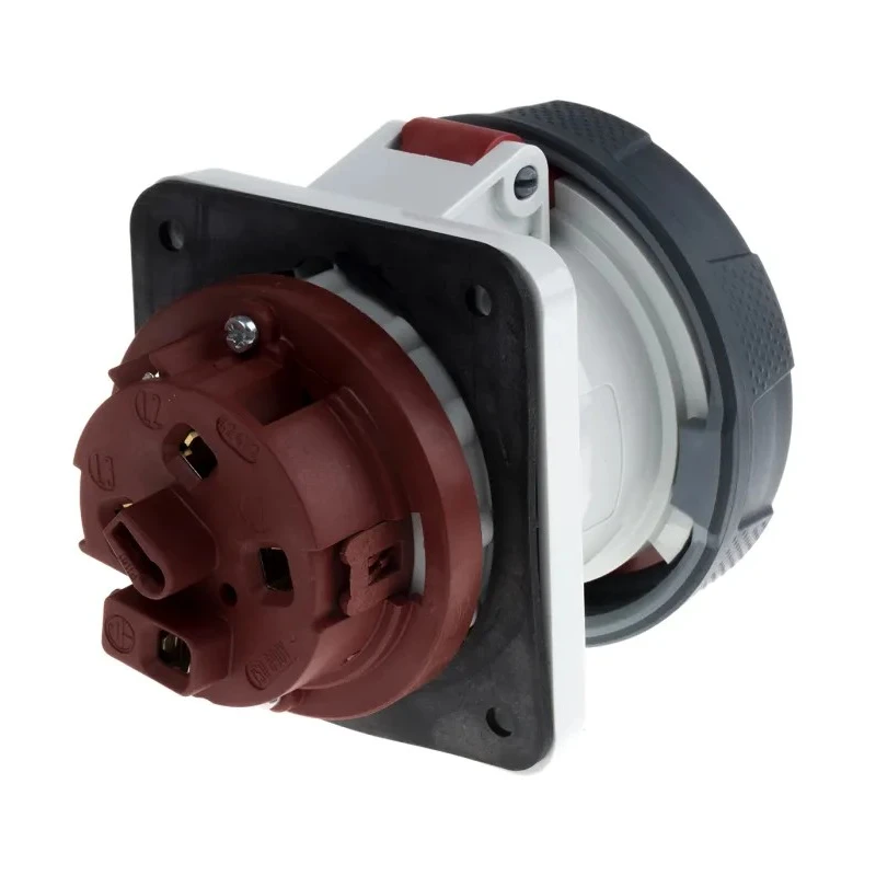 MENNEKES Industrial Power Connector 63A 400V IP67 Red Panel Mount SoftCONTACT 