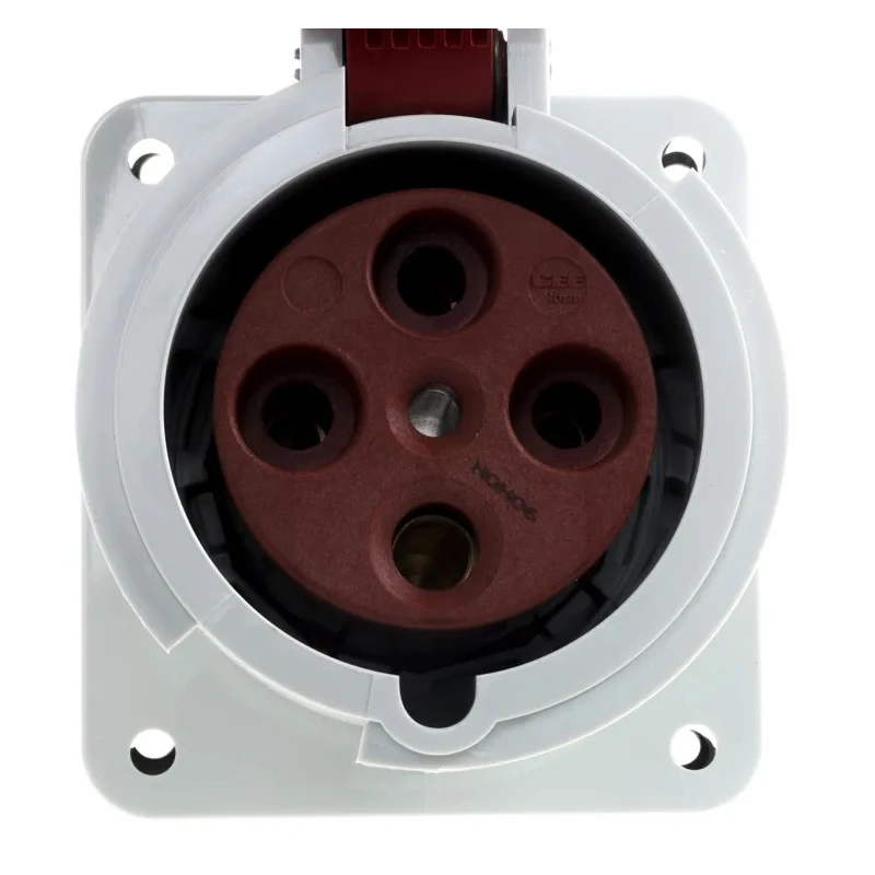 MENNEKES Industrial Power Connector 63A 400V IP67 Red Panel Mount SoftCONTACT 