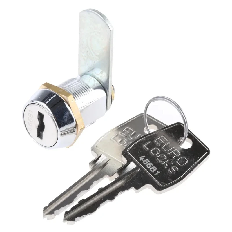 RS PRO Keyed Camlock 20 mm Panel-to-Tongue, Chrome Finish 0806/51/2