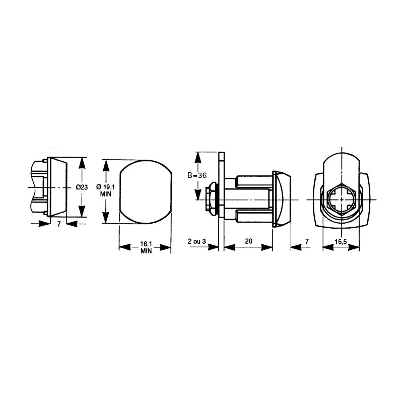 RS PRO Keyed Camlock 20 mm Panel-to-Tongue, Chrome Finish 0806/51/2