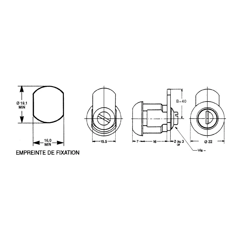 Euro-Locks a Lowe & Fletcher group Company Chrome Finish Keyed Camlock 16 mm Panel-to-Tongue 19.1 x 16.1 mm 4648-03-2