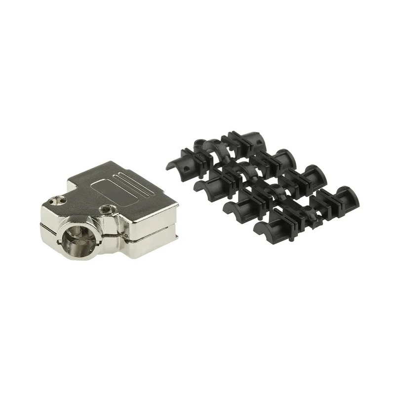 MH Connectors ABS Angled D-Sub Backshell 15 Way Strain Relief Nickel Plated Housing MHD45PK