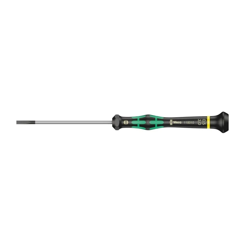 Wera Precision Screwdriver, Insulated Slotted Tip, 80 mm Blade Length, 177 mm Overall 05118010001