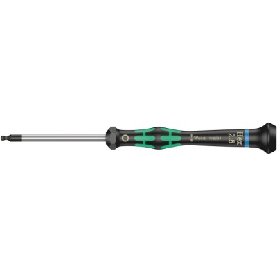Wera Precision Screwdriver, 2.5 mm Tip, 60 mm Blade, 157mm Overall 05118094001