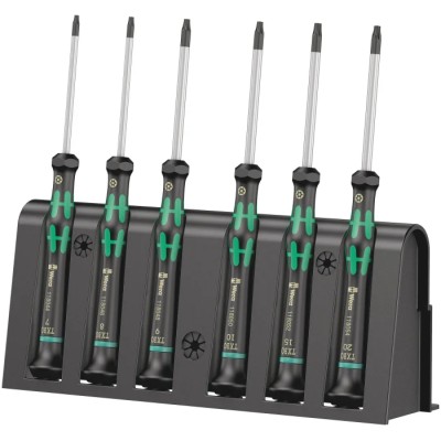 Wera Torx Precision Screwdriver Set, 6-Piece Chrome Vanadium Steel, Torx T7-T20 05118154001