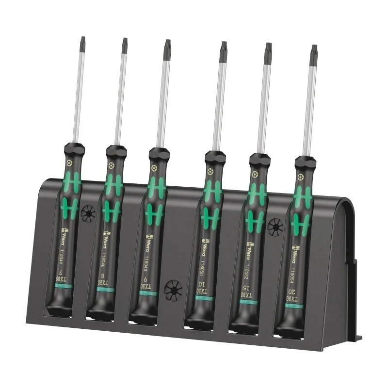 Wera Torx Precision Screwdriver Set, 6-Piece Chrome Vanadium Steel, Torx T7-T20 05118154001