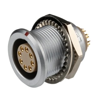 LEMO Circular Connector Panel Mount 22 mm Socket Female 8 Contacts 13A 2350V IP50 Brass Housing 3B Series EGG.3B.308.CLL