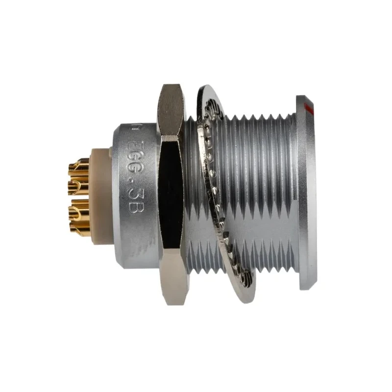 LEMO Circular Connector Panel Mount 22 mm Socket Female 8 Contacts 13A 2350V IP50 Brass Housing 3B Series EGG.3B.308.CLL