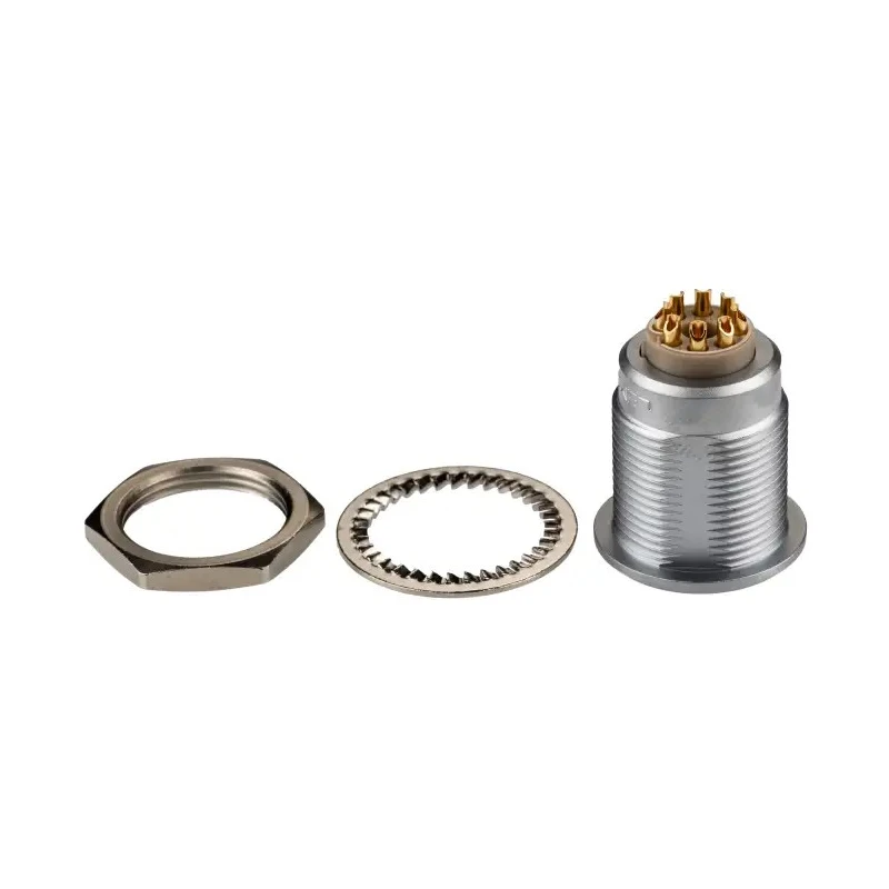 LEMO Circular Connector Panel Mount 22 mm Socket Female 8 Contacts 13A 2350V IP50 Brass Housing 3B Series EGG.3B.308.CLL