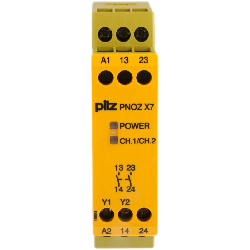 Pilz PNOZ X7 24V ac/dc Safety Relay with 2 Safety Contacts and 1 Auxiliary Contact 774059