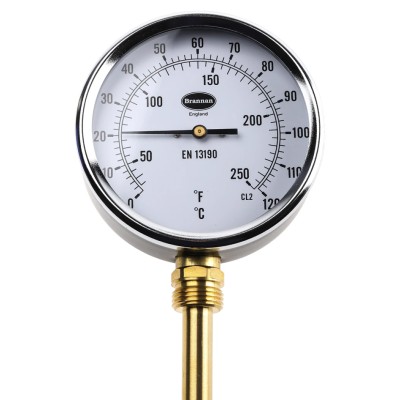 RS PRO Temperature Gauge Dial Thermometer Steel Case 100mm Dial Dual Scale Fahrenheit-Centigrade Threaded 324-8429
