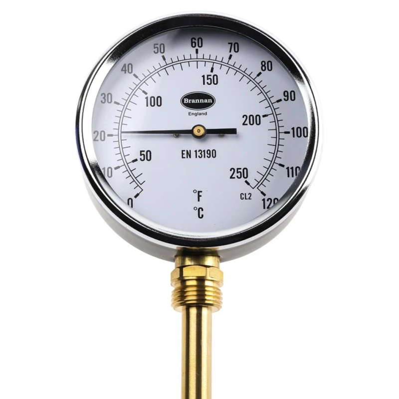 RS PRO Temperature Gauge Dial Thermometer Steel Case 100mm Dial Dual Scale Fahrenheit-Centigrade Threaded 324-8429