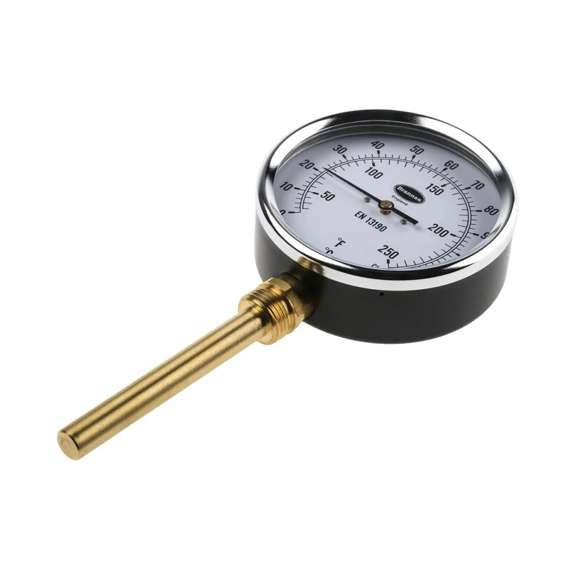 RS PRO Temperature Gauge Dial Thermometer Steel Case 100mm Dial Dual Scale Fahrenheit-Centigrade Threaded 324-8429