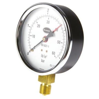 Brannan 100 mm G 3/8 BSP Brass Pressure Gauge 4 bar 34/653/0