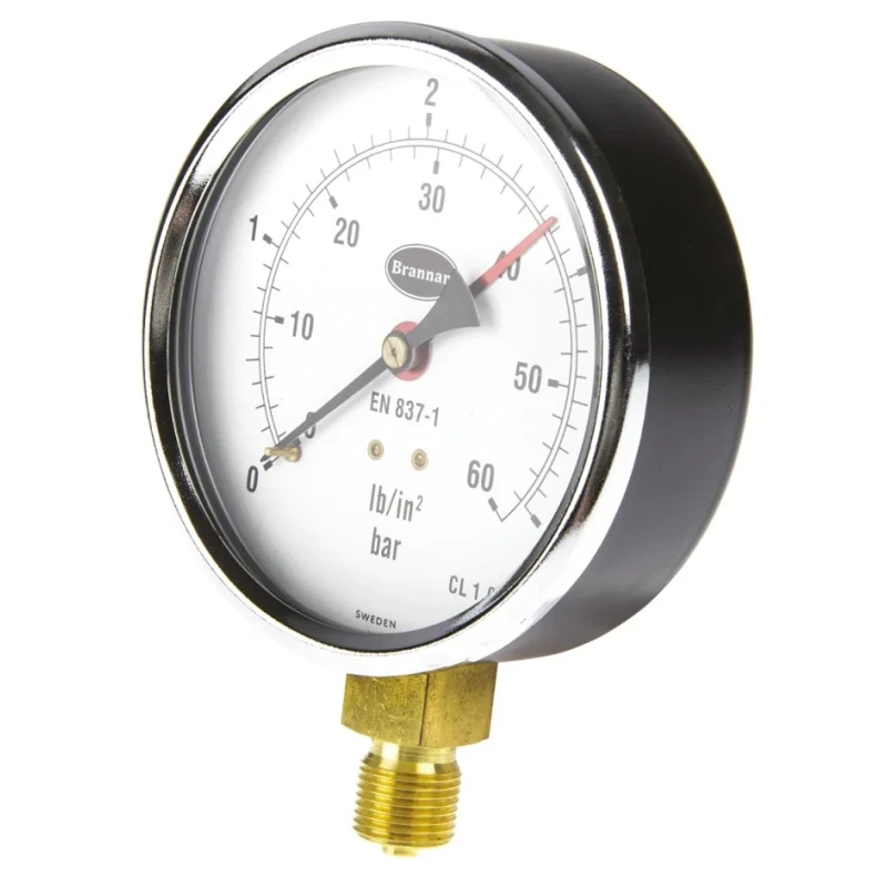Brannan 100 mm G 3/8 BSP Brass Pressure Gauge 4 bar 34/653/0