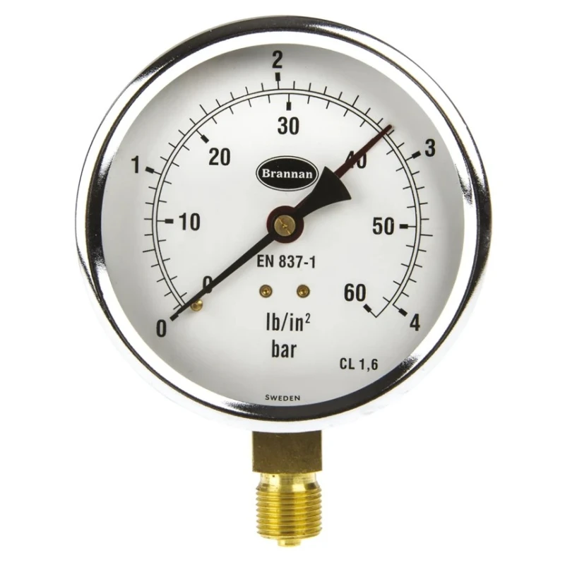 Brannan 100 mm G 3/8 BSP Brass Pressure Gauge 4 bar 34/653/0