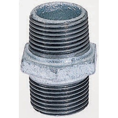 Georg Fischer Galvanised Malleable Iron Fitting Nipple Male 1-1/4 in to Male 1-1/4 in 770280207