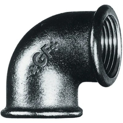 Georg Fischer Galvanised Malleable Iron Fitting 90° Elbow Female BSPT 1-1/2 in to Female BSPP 1-1/2 in 770090208