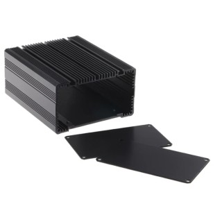 RS PRO Black Anodised Aluminium Heat Sink Case 60.5 mm Height, 125 mm Length, 105 mm Width 297-1285