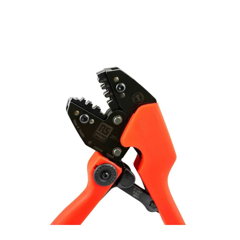 RS PRO Crimp Tool for Crimp Contacts Adjustable Ratchet 204mm Length 0.1-1.5mm² Wire Size 297-2979