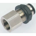 Legris Pneumatic Fitting LF3000 Series Female Threaded-to-Tube G 3/8 in Push-in 10mm Brass Nickel Finish LF3000