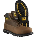 CAT Holton Brown Steel Toe Capped Men's Safety Boots, Lace Up, Heat Resistant Sole, Size EU 41 UK 7 P708025