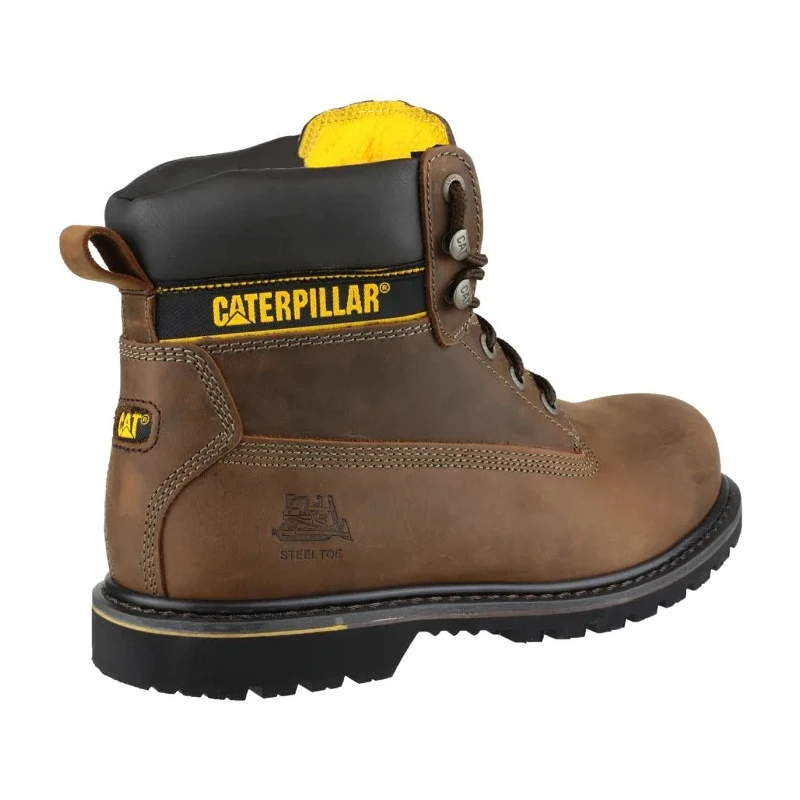 CAT Holton Brown Steel Toe Capped Men's Safety Boots, Lace Up, Heat Resistant Sole, Size EU 41 UK 7 P708025
