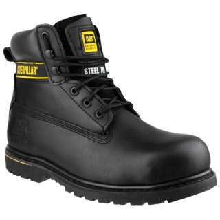 CAT Holton Black Steel Toe Capped Men's Safety Boots Size UK 9 EU 43, Heat Resistant, Slip Resistance SRC P708026