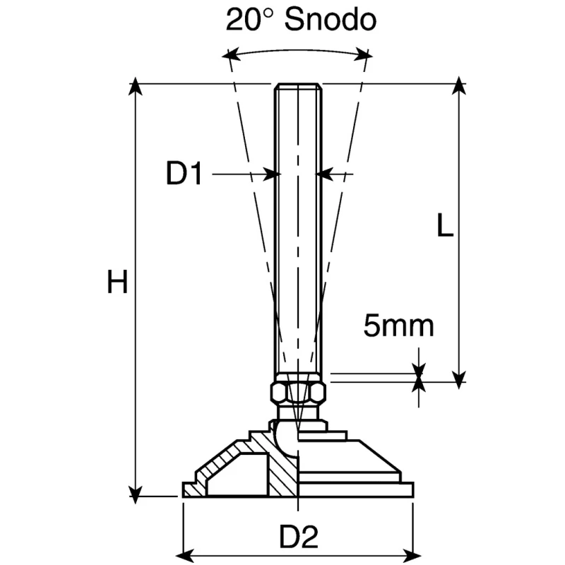 Nu-Tech Engineering Stainless Steel Adjustable Foot M16 Thread 70 mm Diameter 1500 kg Static Load Capacity 10 ° A095/005