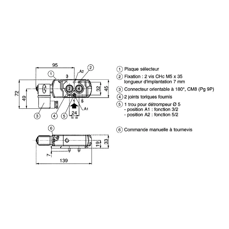 EMERSON ? ASCO EMERSON ASCO Pneumatic Solenoid Valve Pilot/Spring ISO 228-1 G 1/4 Threaded 115V AC 10 SCG551A001MS.115/50