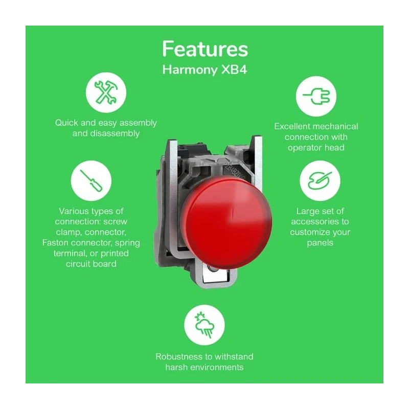 Schneider Electric Robust Knob Selector Switch SPDT 2 Positions 22 mm Cutout Diameter Harmony XB4 XB4BD25